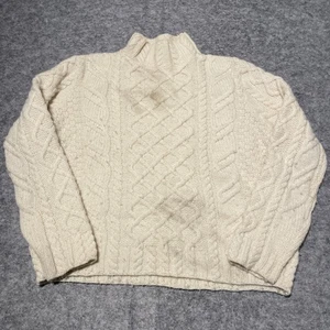 Peter James Jumper Mens Medium Cream Biege White Thick Heavy Chunky Cable Knit - Picture 1 of 9