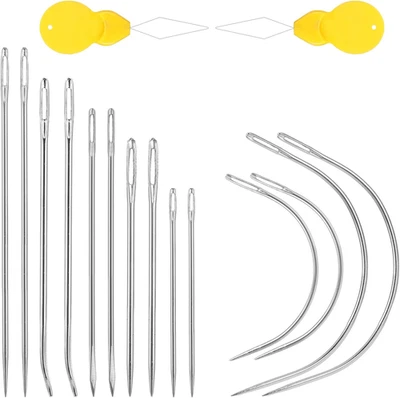 Ledernadel Set 14 Stück Gebogene Sattlernadeln mit Nadeleinfädlern für Leder - Bild 1 von 4