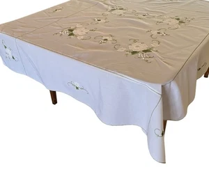 Vintage Embroidered Table Covering Hand Made Table Cloth Eclectic Home Decor - Picture 1 of 6
