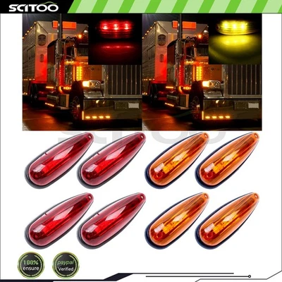 Luz marcadora lateral amarilla roja 8 piezas para Kenworth W900 1991 Kenworth T600A 1995 Foto 1 de 4