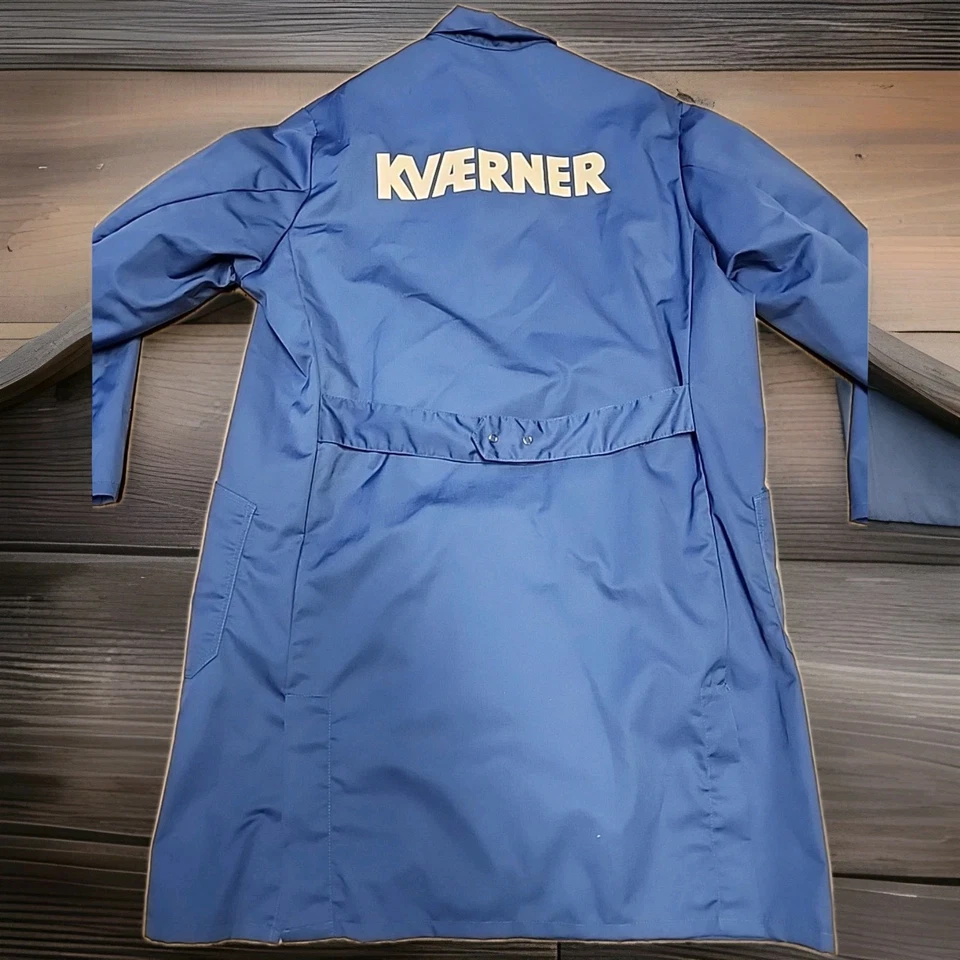 Abrigo de laboratorio Kvaener Logo vintage cuerno azul frente a presión para hombre 58 (2XL) Foto 1 de 4