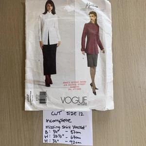 Vogue Montana Pattern 2457 CUT To Size 12 Long Tailored Shirt Blouse & Skirt Y2K - Picture 1 of 2