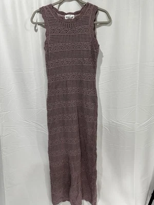 Olive + Oak Crochet Knit Sleeveless Midi Dress Purple Lined Size S Boho Summer - Image 1 of 4