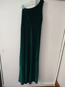 Baltic Born Tatiana Emerald Velvet Velour One Shoulder Maxi Dress Size Large Gre - Picture 1 of 15