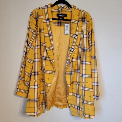 Studio Torrid Women's Blazer 4 4X 26 Yellow Plaid Lightweight Jacket Bold NWT - Image 1 of 4