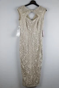JS Collections Women's Daniela Lace Midi Dres Champagne Beige Size 8 - Picture 1 of 7