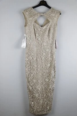 JS Collections Women's Daniela Lace Midi Dres Champagne Beige Size 8 - Image 1 of 4