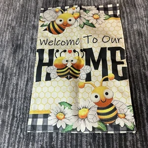 Bees Our Home Garden Flag 12x18 Double Sided Yard Decor Outdoor Burlap New - Picture 1 of 10