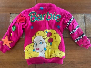 Vintage Barbie for Girls Full Zip Sweater Cardigan Coat Pink S 7/8 Mattel 1992 - Picture 1 of 14