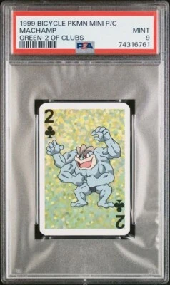 1999 Pokemon Machamp Mini Playing Card Poker Bicycle PSA 9 Mint - Image 1 of 4