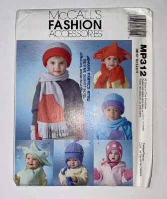 MP312 UNCUT ‘McCalls’ SEWING Pattern - ‘Infants & Toddlers Hats, Scarves & Mitt’ - Image 1 of 3