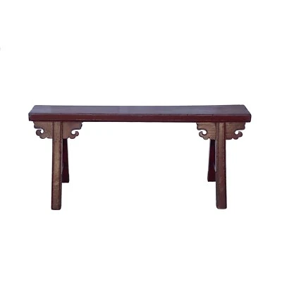 Banco de Assento Vintage Oxblood Vermelho Rural Village Rústico Fino Madeira cs7322 - Imagem 1 de 4