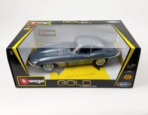 Bburago 1961 Jaguar "E" Coupe Die Cast Gold Collection 1/18 New Metallic Blue - Picture 1 of 5