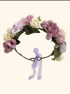 girl Floral Crown Rose Flower Headband Hairband Wedding Party Hair Garland - Picture 1 of 3
