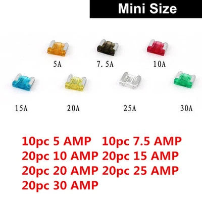 HOT 120Pcs MIX Car Mini Standard Blade Fuse 7.5 10 15 20 25 30 Amp ATM APM Sales - Imagem 1 de 4