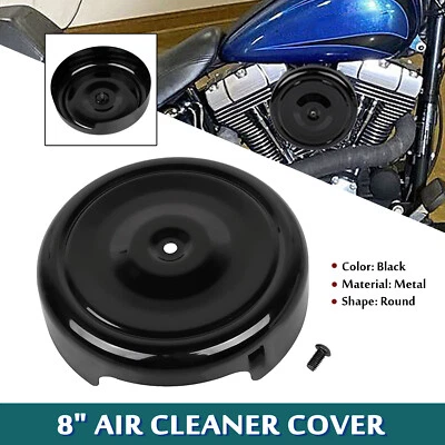 Cubierta de filtro de aire redonda negra de 8" para Harley Heritage Softail Fat Boy Lo FLSTFB Foto 1 de 4