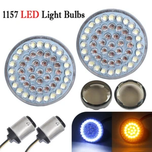 2" Bullet Amber/White LED 1157 Front Turn Signals Lights Inserts Bulb For Harley - Bild 1 von 11