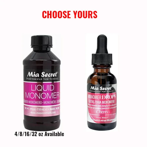 Monómero líquido Mia Secret 4 oz/8 oz/16 oz/32 oz y gota de aroma a cereza 1 oz - SELECCIONAR Foto 1 de 1