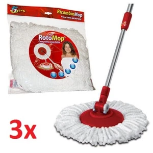 3x Ricambio Singolo Rotomop Mocio In Microfibra Roto Mop Super Five X5