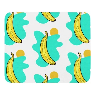 BANANA SUNSET Blob Pattern Yellow & Teal Mouse Pads Computer Fun Desk Accessory - Image 1 of 3