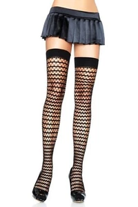 PYRAMID NET STRIPED THIGH HI STOCKINGS Leg Avenue 9260 - Picture 1 of 2