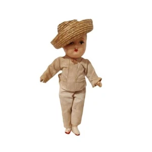 Vintage Mexican/Latino Wooden Composite Doll Sombrero 1940s - Picture 1 of 4