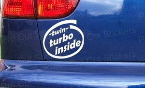 Calcomanías de vinilo pegatinas de vinilo con ventana parachoques de coche doble turbo interior divertida novedad personalizada - Imagen 1 de 2