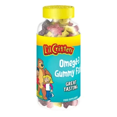 L'il Critters Vitamin Omega 3 Gummy Fish | Food Supplement | Chewable 180 Gums — 第 1/2 张图片