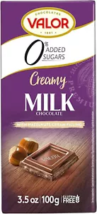 Valor Sugar Free Milk Chocolate Keto Diabetic Hazelnut Cream Filling 2x100g Bars - Picture 1 of 20