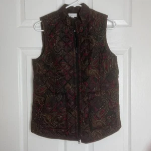 J. Jill Brown Heritage Quilted Vest Women Size XS - Picture 1 of 5