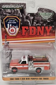 Hobby Exclusive 1:64 Greenlight 1987 Ford F350 Mini Pumper Fire Truck FDNY 30502 - Picture 1 of 1