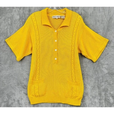 Suéter Kasper Mujer Pequeño Bolsillos con Botones Grueso Tejido con Cable Clásico Tejido Dorado Foto 1 de 4