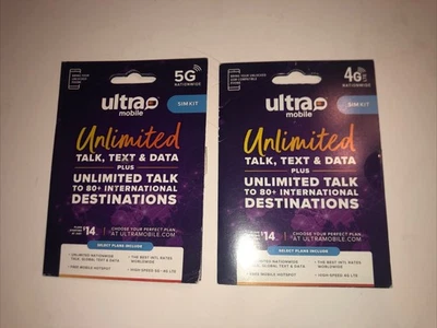 2 Ultra Mobile Micro/Regular SIM card for Unlocked Cell Phones Calling 4G 5G FA - Image 1 of 4