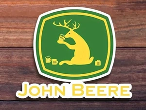 Calcomanía de vinilo humorística John Beere troquelada a todo color, para todo tipo de clima 5" x 4" - Imagen 1 de 3