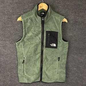 The North Face PEAK Mens Vest S Green Fleece Sleeveless Full Zip Mock Neck Logo - Picture 1 of 18