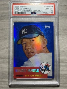 2008 Topps Chrome Micky Mantle 1953 Blue Refractor MMR-53 Yankees PSA 10 Gem - Picture 1 of 2