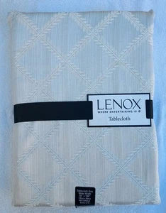 Lenox Laurel Leaf Off White Rectangle 70” X 104” Table Cloth W Storage Bag New - Picture 1 of 5