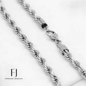 Men's 24" Silver Stainless Steel 8mm Wide Rope Chain Unisex High Polish Box - Picture 1 of 2