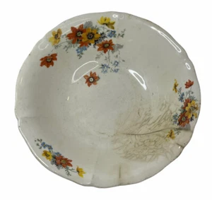 Vintage W.S. George ARGOSY IVORY Bowl Autumn Floral Orange Red Yellow Blue Blue - Picture 1 of 12