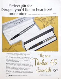PRINT AD Parker Lady 45 Convertible Pen 1962 10.5x13 Won't Run Out of Ink - Picture 1 of 1