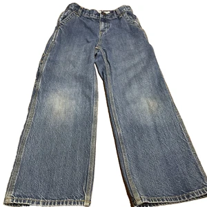 OshKosh B'Gosh Boy's Size 8 Carpenter Jeans Regular Blue Denim Straight Leg - Picture 1 of 7