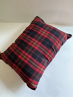 Will Leather Goods Travel Throw Pack Pillow Adler Family Tartan Plaid Red Black - Image 1 of 4