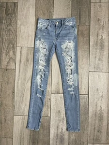 American Eagle Hi Rise Jegging Super Stretch Jeans Damen Gr. 00 Blau Denim 25X28 - Bild 1 von 10