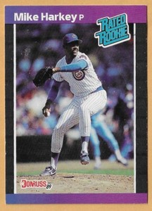 MIKE HARKEY CHICAGO CUBS RATED ROOKIE #43 *denotes* - DONRUSS NM-MT 1989