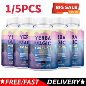 Yerba Magic Yerba Mate Capsules - Clean Energy, Brain Fog Buster And Gut Health - Picture 1 of 15