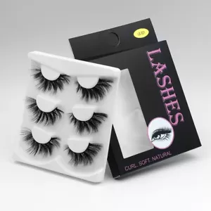 3 Paar Make-up Mode 3D Falsche Wimpern Echter Nerz Lang Dick Kreuz Handarbeit - Bild 1 von 9