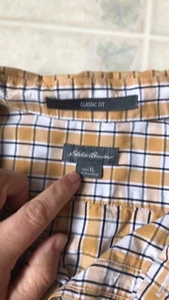 EDDIE BAUER Mens XL Yellow Check Classic Fit Cotton Button Down Shirt  - Picture 1 of 4