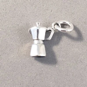 CIONDOLO BIALETTI Macchina da caffè .925 Argento Sterling 3-D Sm Italia Espresso 925 KT57 - Foto 1 di 5