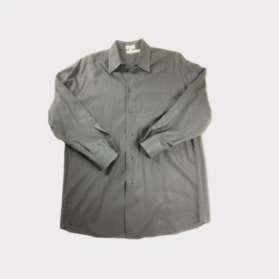 Camisa Zanella Para Hombres Botón Frontal Gris Manga Larga Bolsillo Cuello Extendido L Foto 1 de 4