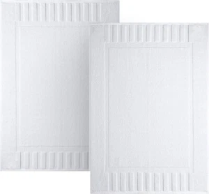 White Bath Mats Large Size 56 x 86cm 100% Cotton Bathroom Rugs 2 Pack Set 900gsm - Picture 1 of 2